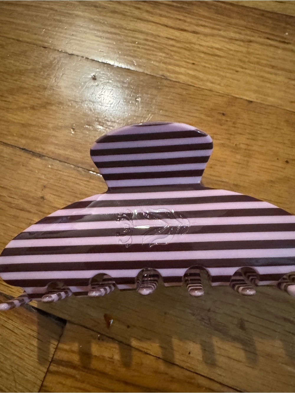 Anthropologie Striped Pink and Black Hair Claw Clip - Picture 2 of 3